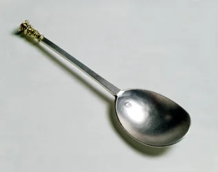 Silver Apostle Spoon with Gold Seal Top